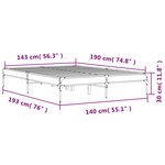 vidaXL Cadre de lit chêne marron 140x190 cm bois d'ingénierie et métal
