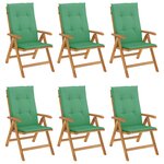 vidaXL Chaises de jardin inclinables et coussins lot de 6 bois teck