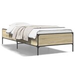 vidaXL Cadre de lit chêne sonoma 75x190 cm bois d'ingénierie et métal