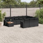 vidaXL Salon de jardin 11 Pièces avec coussins noir résine tressée