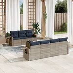 vidaXL Salon de jardin 8 Pièces avec coussins gris résine tressée