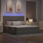 vidaXL Lit de rangement LED avec matelas Taupe 180 x 200 cm Tissu