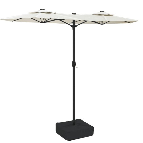 vidaXL Parasol de jardin à double tête blanc sable 316x145 cm