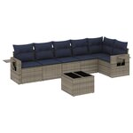 vidaXL Salon de jardin 7 Pièces avec coussins gris résine tressée