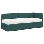 vidaXL Cadre de lit d'angle avec matelas Vert foncé 80 x 200 cm tissu