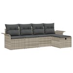 Ensemble canapé jardin vidaXL 5 pièces avec coussins Gris clair Poly Rotin