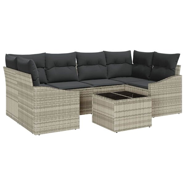 vidaXL Ensemble de canapé de jardin 7 Pièces Gris clair 55 x 55 x 37 cm