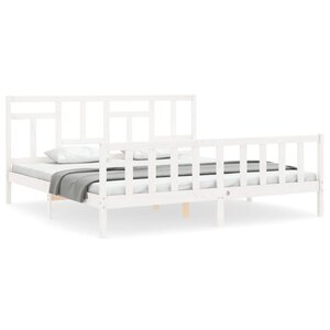 vidaXL Cadre de lit sans matelas blanc 200x200 cm bois massif de pin