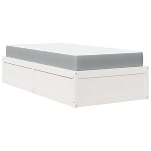 vidaXL Lit avec matelas blanc 100x200 cm bois massif de pin