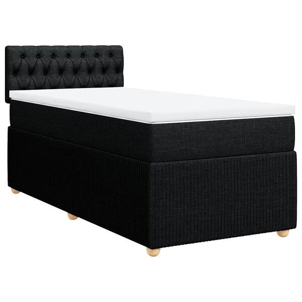 vidaXL Sommier à lattes de lit avec matelas Noir 90x200 cm Tissu