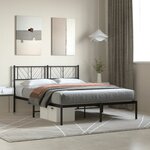 vidaXL Cadre de lit métal avec tête de lit noir 160x200 cm