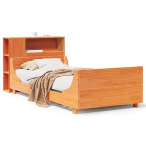 vidaXL Cadre de lit sans matelas cire marron 75x190 cm bois pin massif