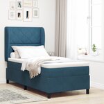 vidaXL Lit à ressorts avec matelas bleu foncé 90x200 cm en velours.