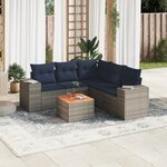 vidaXL Salon de jardin 6 Pièces avec coussins gris résine tressée