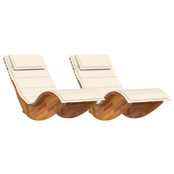 vidaXL Transat avec coussin 2 Pièces Marron Bois d'Acacia Massif