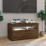 vidaXL Meuble TV avec lumières LED Chêne marron 75x35x40 cm