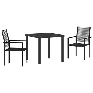 vidaXL Ensemble de salle à manger pour jardin 3 Pièces Noir
