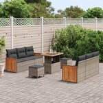 vidaXL Ensemble de canapé de jardin avec coussin 9 Pièces Gris