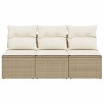 vidaXL Canapé de jardin avec coussins 3 places beige résine tressée