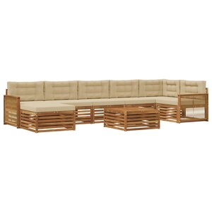 vidaXL Ensemble de canapés d'extérieur 8 pc Naturel et Beige