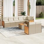 vidaXL Salon de jardin avec coussins 9 Pièces beige résine tressée