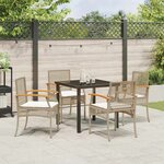 vidaXL Ensemble de salle à manger pour jardin 5 Pièces Beige polyrotin