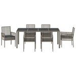 vidaXL Ensemble de salle à manger pour jardin 7 Pièces Gris Poly rotin
