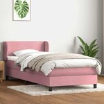 vidaXL Sommier à lattes de lit avec matelas rose 90x220 cm velours