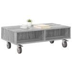 vidaXL Table d'appoint avec roues Gris Sonoma 90 x 50 x 30 cm