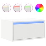vidaXL Tables de chevet murales avec lumières LED 2 Pièces blanc
