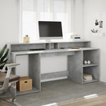 vidaXL Bureau et lumières LED gris béton 200x55x91cm bois d'ingénierie