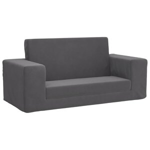 vidaXL Canapé-lit pour enfants 2 places anthracite peluche douce