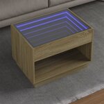 vidaXL Table basse avec LED infini chêne sonoma 70x50x50 cm