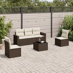 vidaXL Salon de jardin avec coussins 6 Pièces marron résine tressée