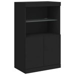 vidaXL Buffets avec lumières LED 3 Pièces noir bois d'ingénierie
