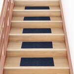 vidaXL Tapis d'escalier autocollants 30 pièces 60 x 25 cm Bleu marine Rectangulaire