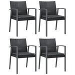 vidaXL Chaises de jardin et coussins lot de 4 noir 56 5x57x83 cm rotin