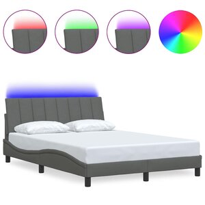 vidaXL Cadre de lit sans matelas Hanko gris foncé 140x190 cm tissu