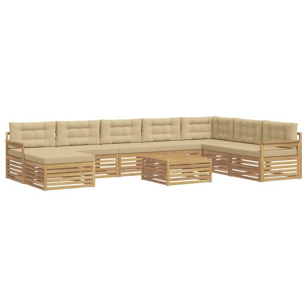 vidaXL Ensemble de canapés d'extérieur 9 pc Blanc et Beige