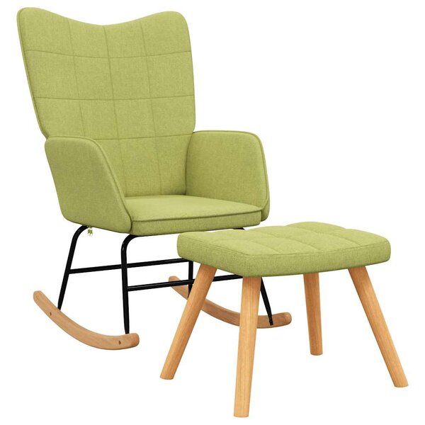 vidaXL Chaise à bascule avec tabouret Vert Tissu