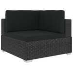 vidaXL Chaises d'angles lot de 2 avec coussins Résine tressée Noir