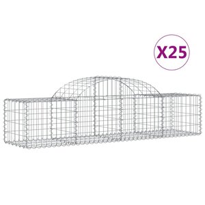 vidaXL Paniers à gabions arqués 25 Pièces 200x50x40/60 cm fer galvanisé