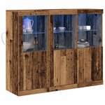 vidaXL Buffet LED 3 Pièces Bois ancien 123 x 37 x 100 cm