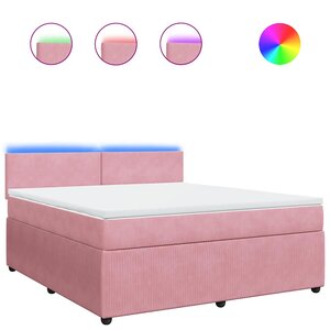 vidaXL Sommier à lattes de lit avec matelas Rose 180x200 cm Velours