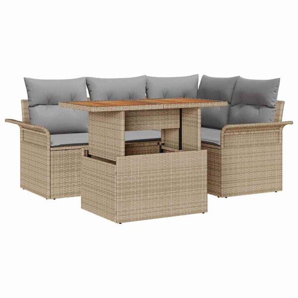 vidaXL Ensemble de canapé de jardin 5 Pièces beige et gris clair