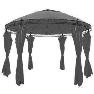 vidaXL Belvédère avec rideaux Rond 3 5 x 2 7 m Anthracite