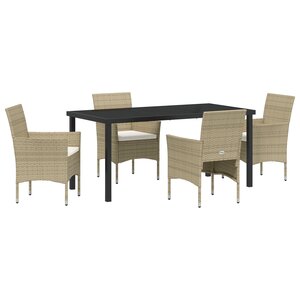 vidaXL Ensemble de salle à manger de jardin 5 pièces beige en poly rattan