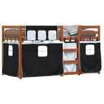 vidaXL Lit superposé avec rideaux blanc/noir 90x190 cm bois pin massif