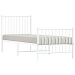 vidaXL Cadre de lit métal sans matelas avec pied de lit blanc 75x190cm