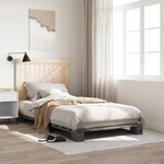 vidaXL Cadre de lit sans matelas gris 100x200 cm bois massif de pin